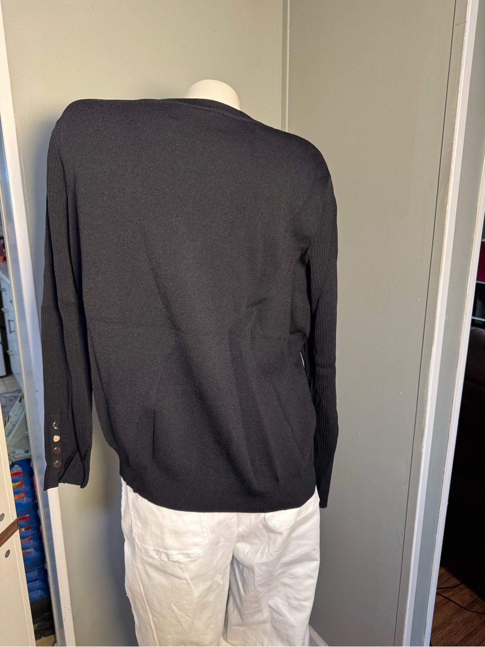 Aleeza Paris Black 1X Tunic with gold buttons. - Picture 2 of 8